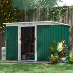 9 X 4ft Outdoor Metal Frame Garden Storage Shed W/ 2 Door | Dark Green