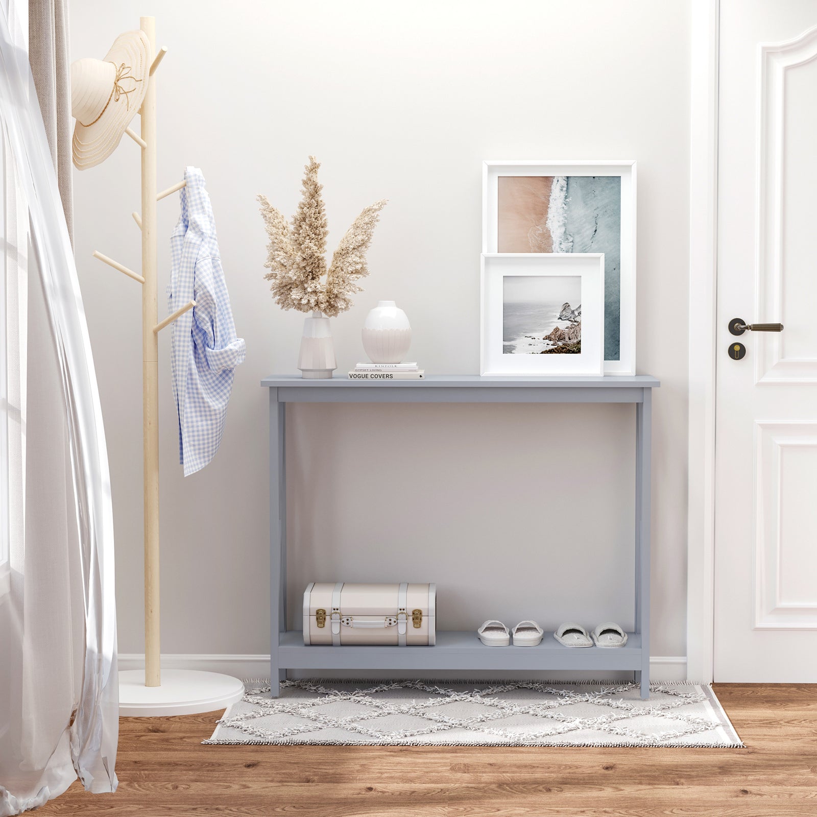 Wooden Console Table Storage Drawer Shelf Display Stand