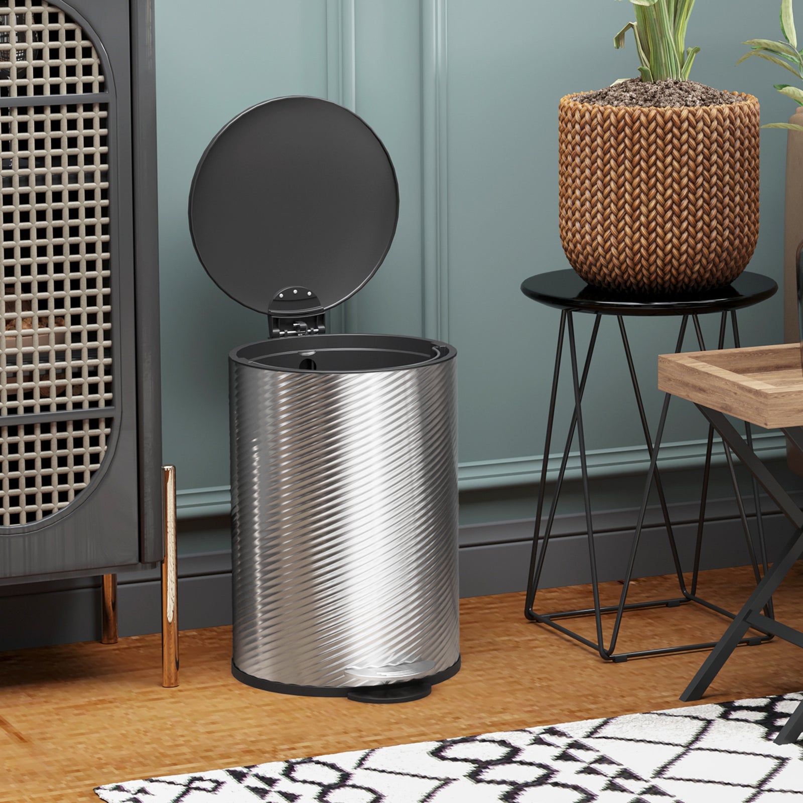 20l Kitchen Pedal Bin, Stainless Steel Bin Soft-close Lid