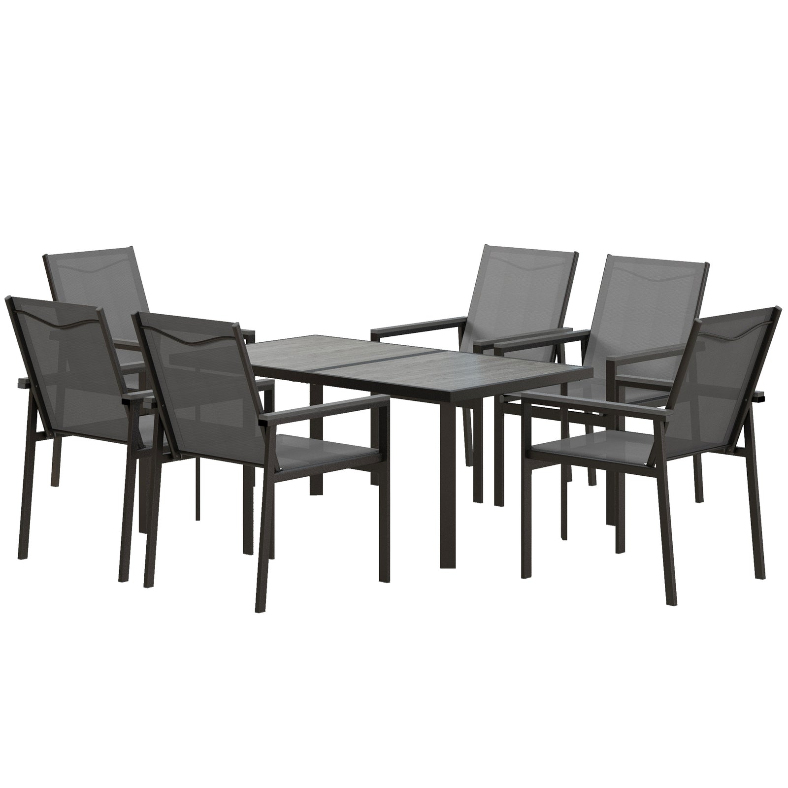 Outdoor Dining Table And 4 Armchairs, Garden Dining Set | 7 | Gray