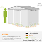 8 X 6ft Garden Storage Shed With Double Door | Dark Grey