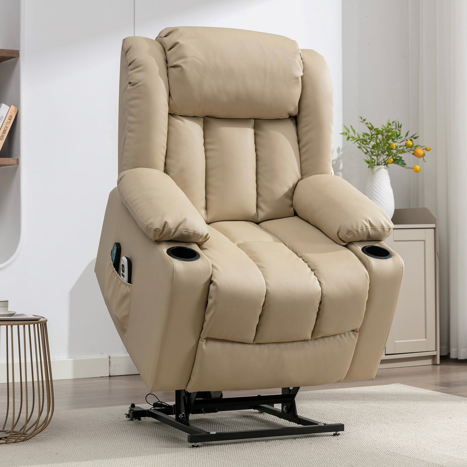 Sheridan Dual Motor Electric Riser Recliner With Massage And Heat | Cream