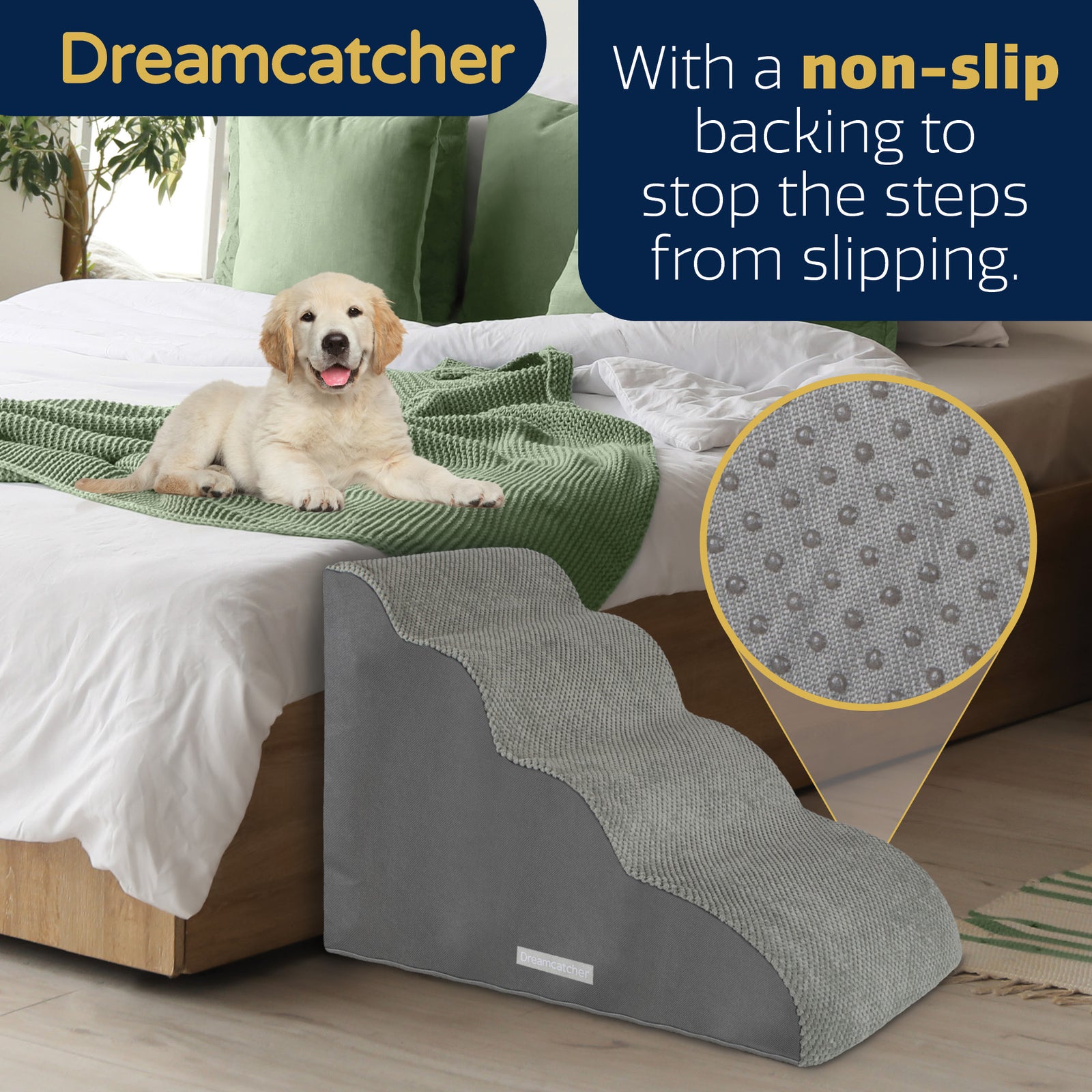 Dog Stairs For Bed, High Density Foam Pet Step Ramp For Sofa, Dogs & Cats, 2,3 & 4 Steps | 4 Step | Grey