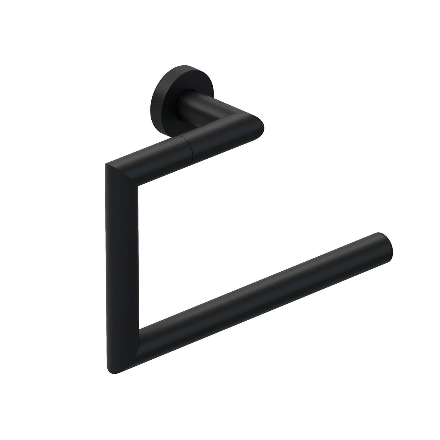 Towel Ring, Black Matt, Wall-mounted, 23 Cm. Collection Kubic