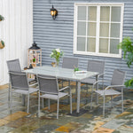 7 Piece Garden Dining Set, Steel Outdoor Table And Chairs | Gray