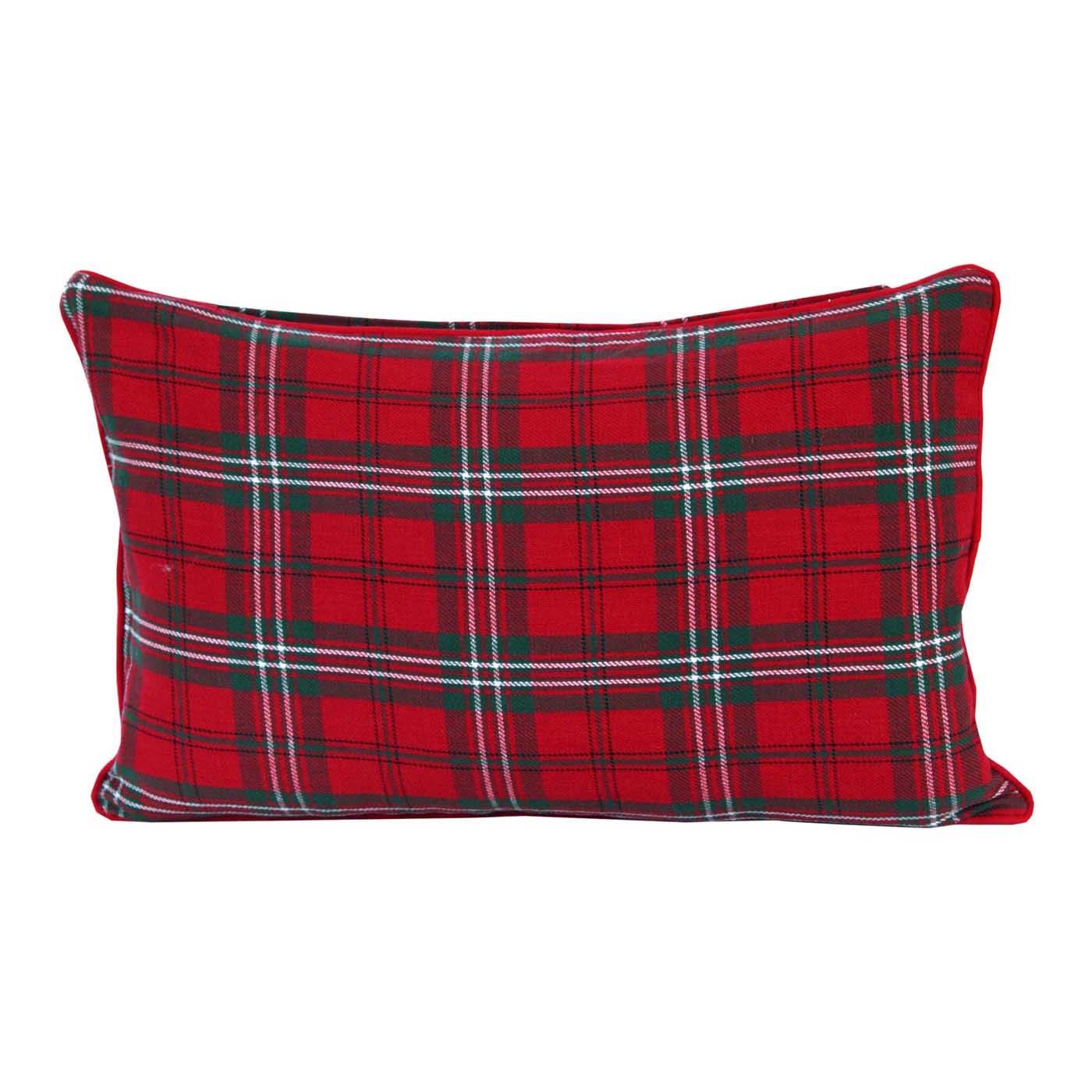 Tartan Check Cotton Cushion Cover | 30cm x 50cm | Red