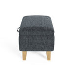 Dark Grey Linen Upholstered Storage Ottoman Footstool