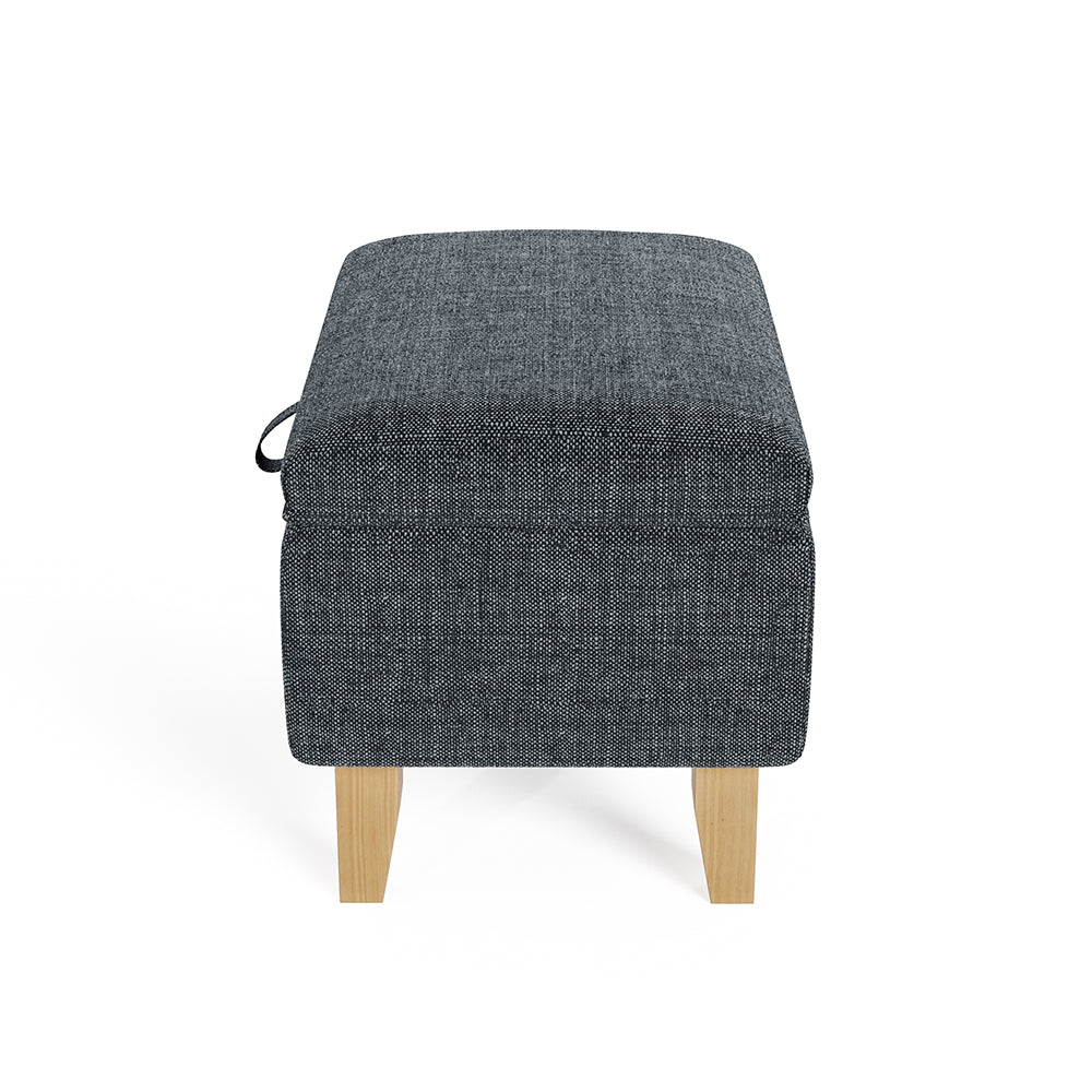 Dark Grey Linen Upholstered Storage Ottoman Footstool