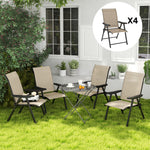 Folding Chair W/ Breathable Mesh Fabric Seat | Set of 4 | Brown