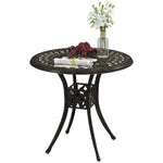 78 Cm Round Garden Dining Table W/ Parasol Hole | Bronze