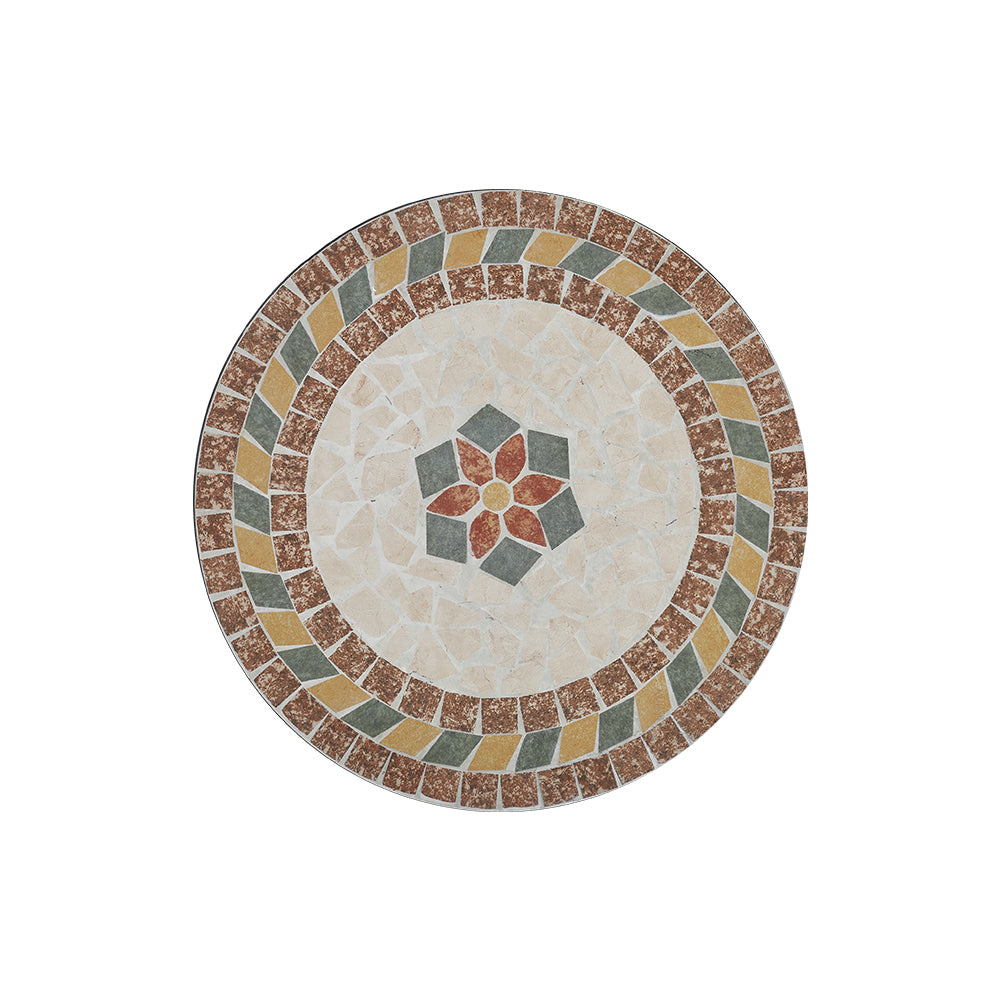 Rural Style Mosaic Round Patio Table - 60cm Dia X 70 Cm H