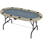 8 Player Folding Poker Table With Cup Holder, Brown