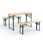 Outdoor Wooden 3-piece Garden Table Bench Furniture Set