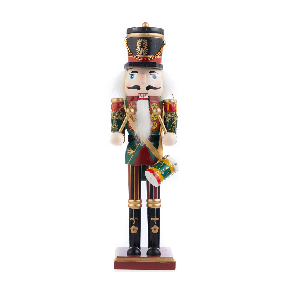 Wooden Nutcracker Soldier Figurine Christmas Ornament With Drum