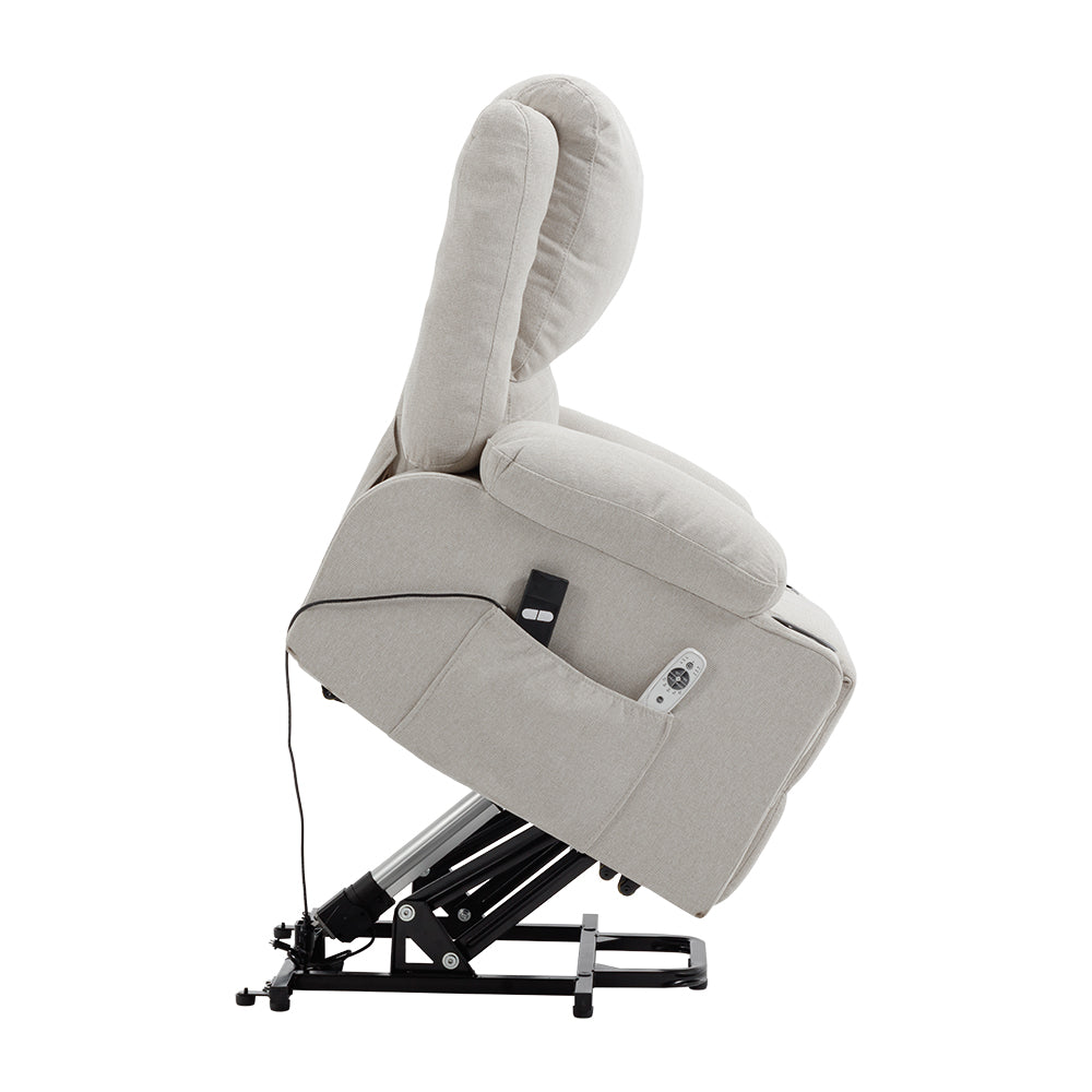 Cream Electric Recliner Chair Single-seat Sofa With Heating & Massage Function