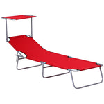 Reclining Sun Lounger Folding Recliner Garden Chair | Set-of-1 | Red