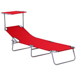 Reclining Sun Lounger Folding Recliner Garden Chair | Set of 1 | Red