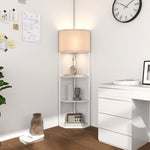 Corner Modern Floor Lamp With Shelves For Living Room | One Size | White