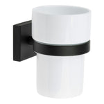 Porcelain Tumbler With Non Rust Brass Wall Mount Holder | Black