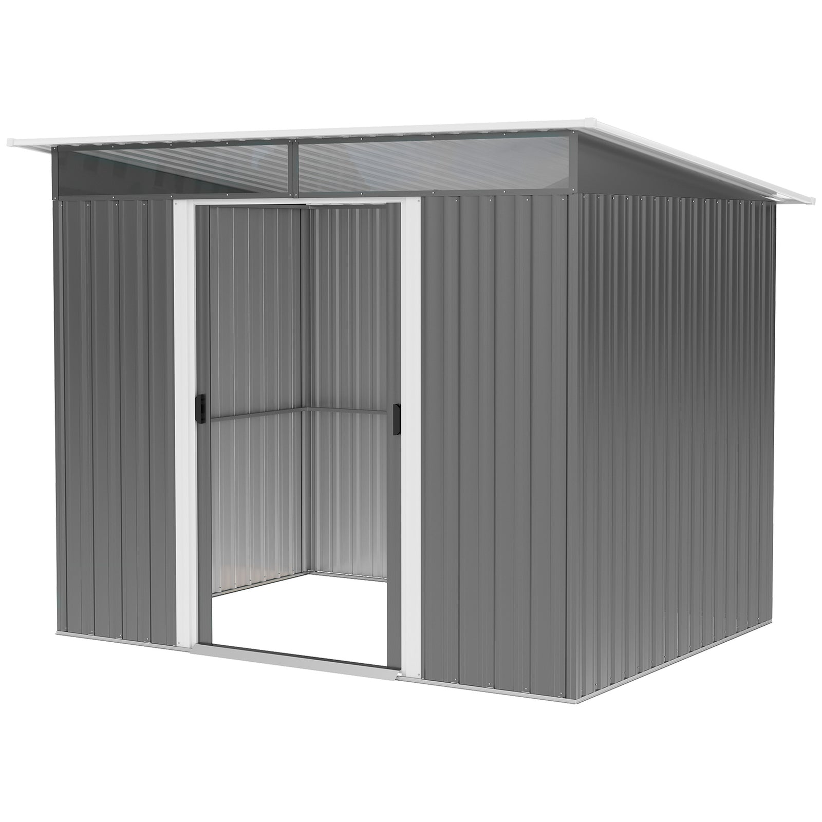 Garden Shed Outdoor Storage Tool Organizer With Double Door | Large | Gray