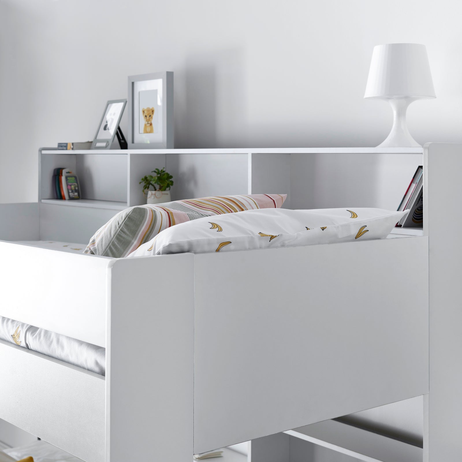 Oliver Triple Sleeper Storage Bunk Bed With Drawer With Memory Foam Mattresses | Small Double | White