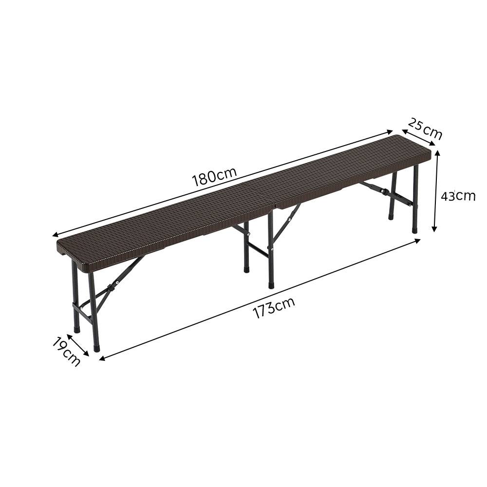 3-piece Rattan Plastic Outdoor Folding Table Bench Set