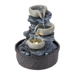 3-tier Cascading Bowls Design Tabletop Waterfall Fountain With Led Lighting