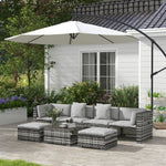 7 Pieces Rattan Set W/ Sofa, Shelf, Table, Cushions