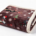 Deyongs Festive Dogs Sherpa Fleece Throw – Christmas Printed Blanket
