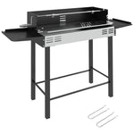 Bbq Rotisserie Grill, Charcoal, Foldable Shelves | Black