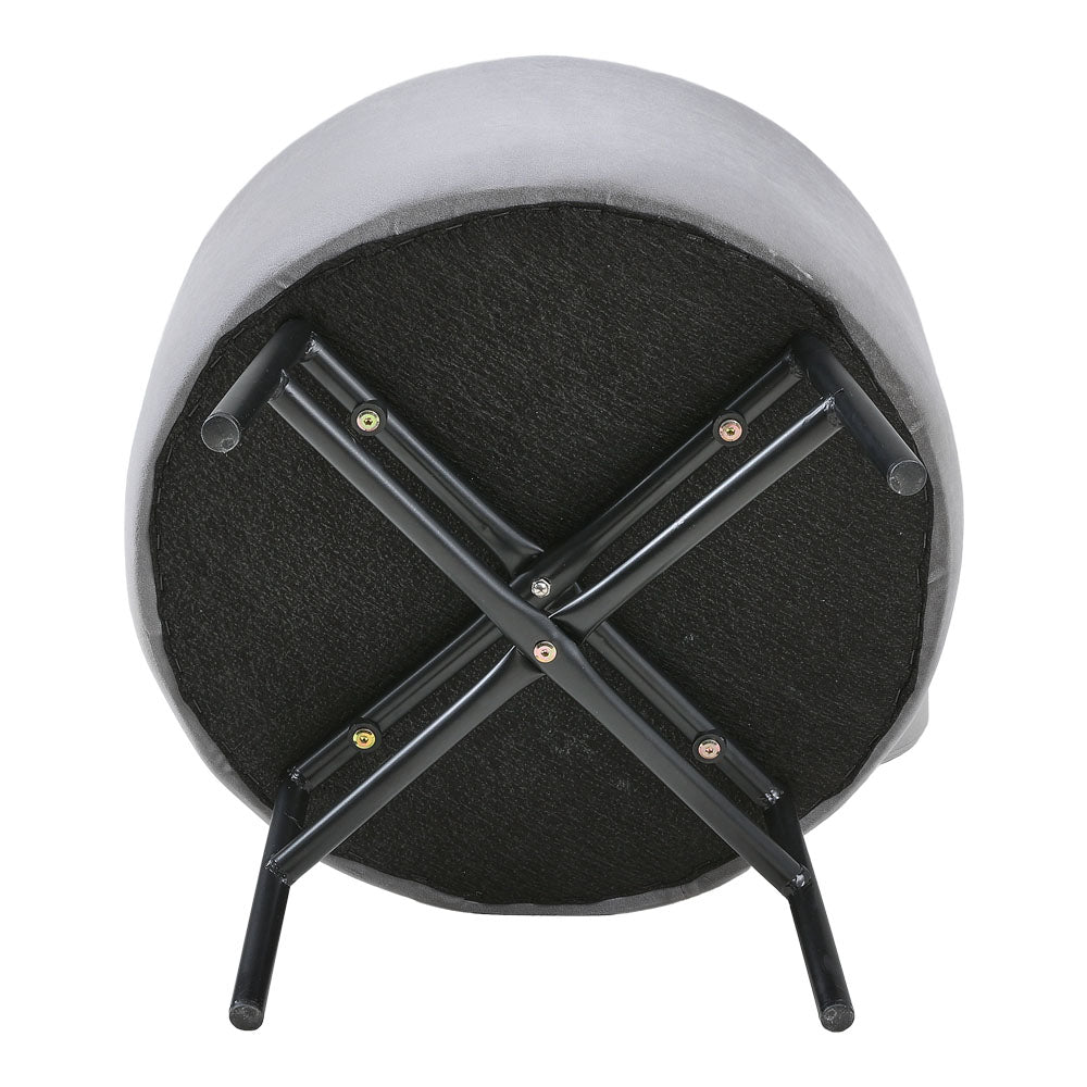 Contemporary Velvet Ottoman Metal Legs