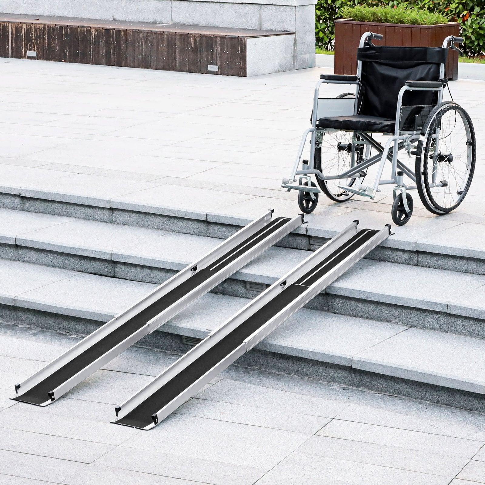 Aluminium Telescopic Wheelchair Ramps Folding Ramp | Large | Silver