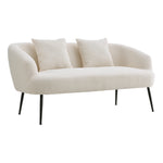 White Teddy Fabric Loveseat With Metal Legs