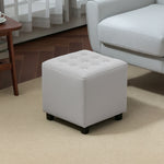 HOMCOM Square Footstool Small Ottoman W/ Wood Legs For Bedroom Light Grey