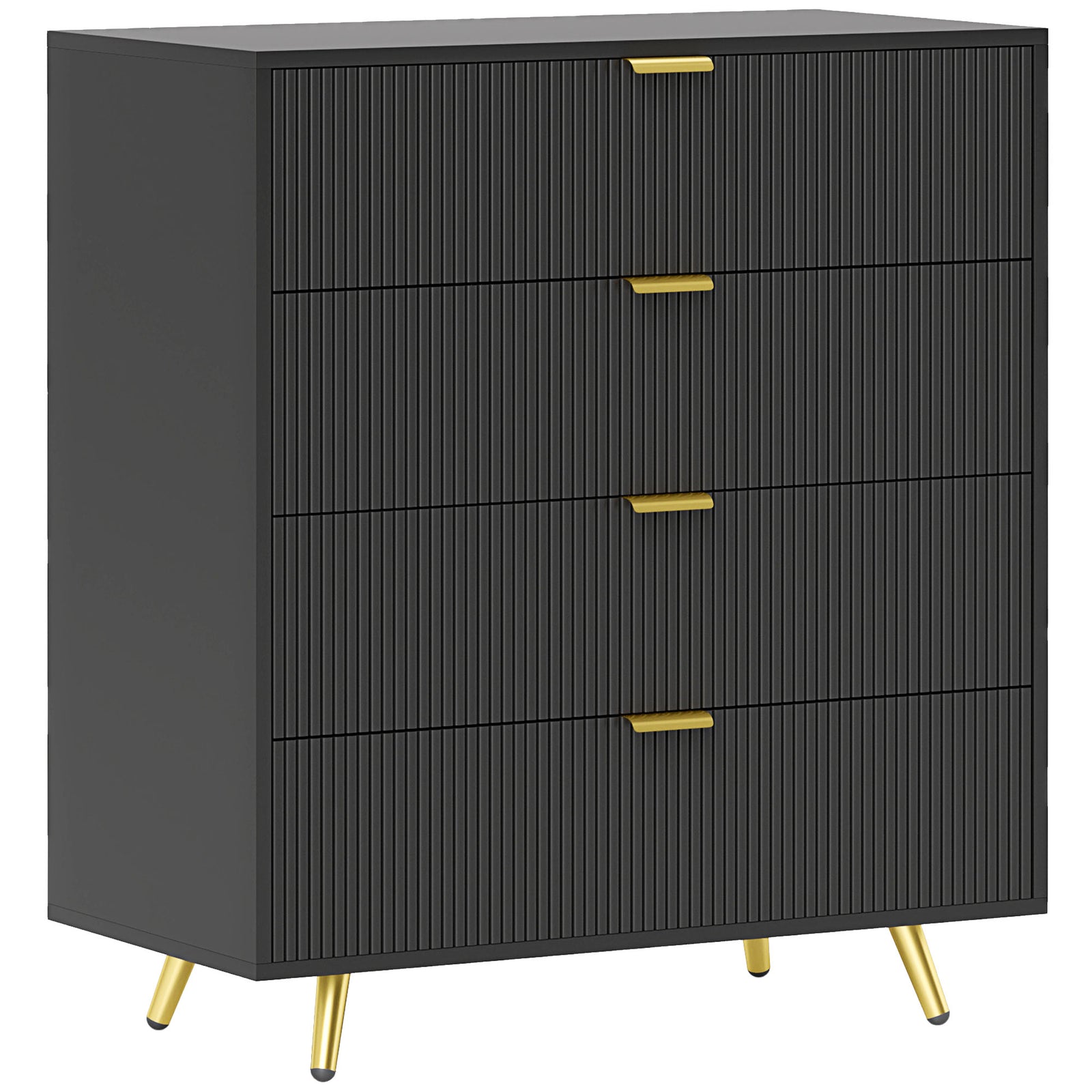 Chest Of Drawers With 4 Drawers For Bedroom, Living Room | One Size | Black