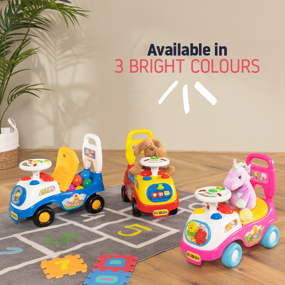 Baby Ride On Push Along Car With Steering Wheel And Horn | Blue