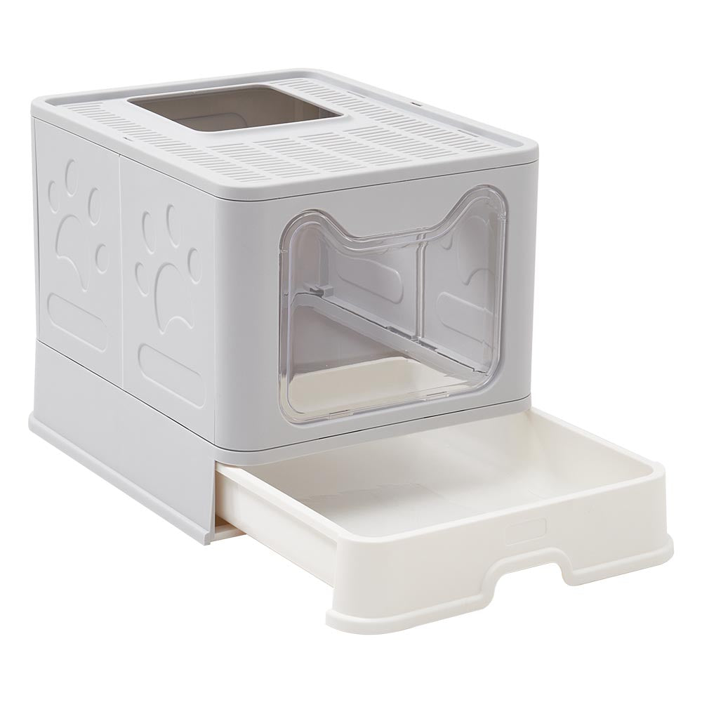 Living and Home Double Entry Plastic Litter Box, Foldable For Easy Carrying, With Shovel