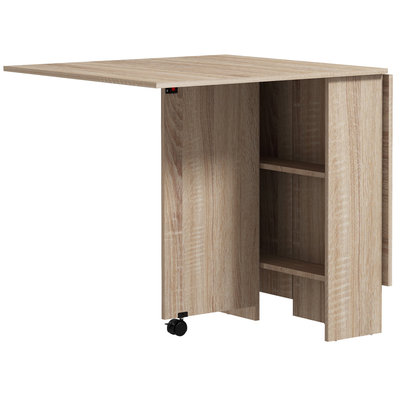 Mobile Drop Leaf Dining Table Folding Desk W/wheels  Shelves | Natura