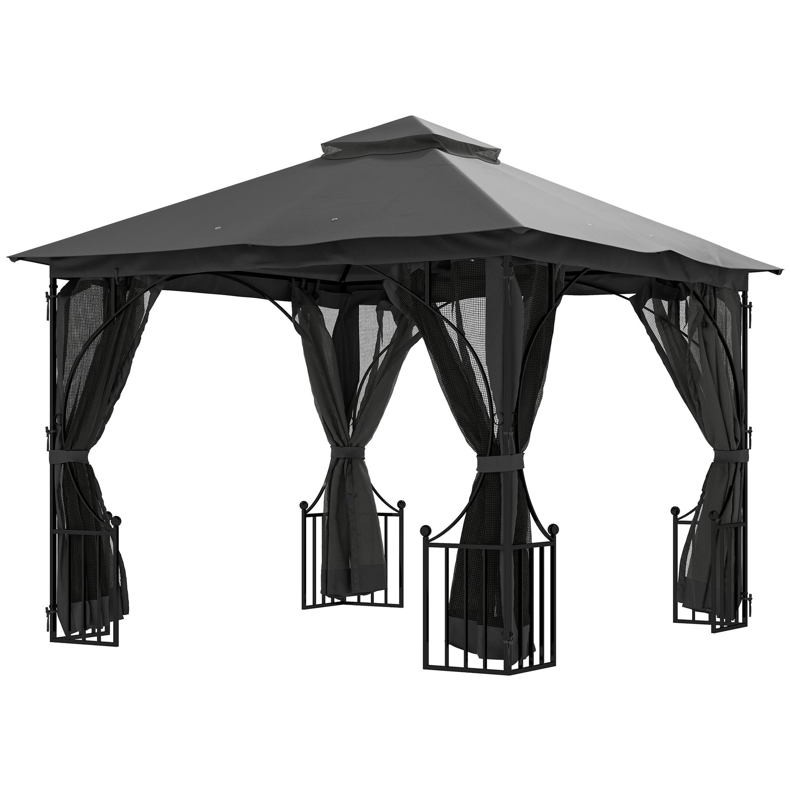 3x3m Garden Gazebo, Double Tier Sun Shade