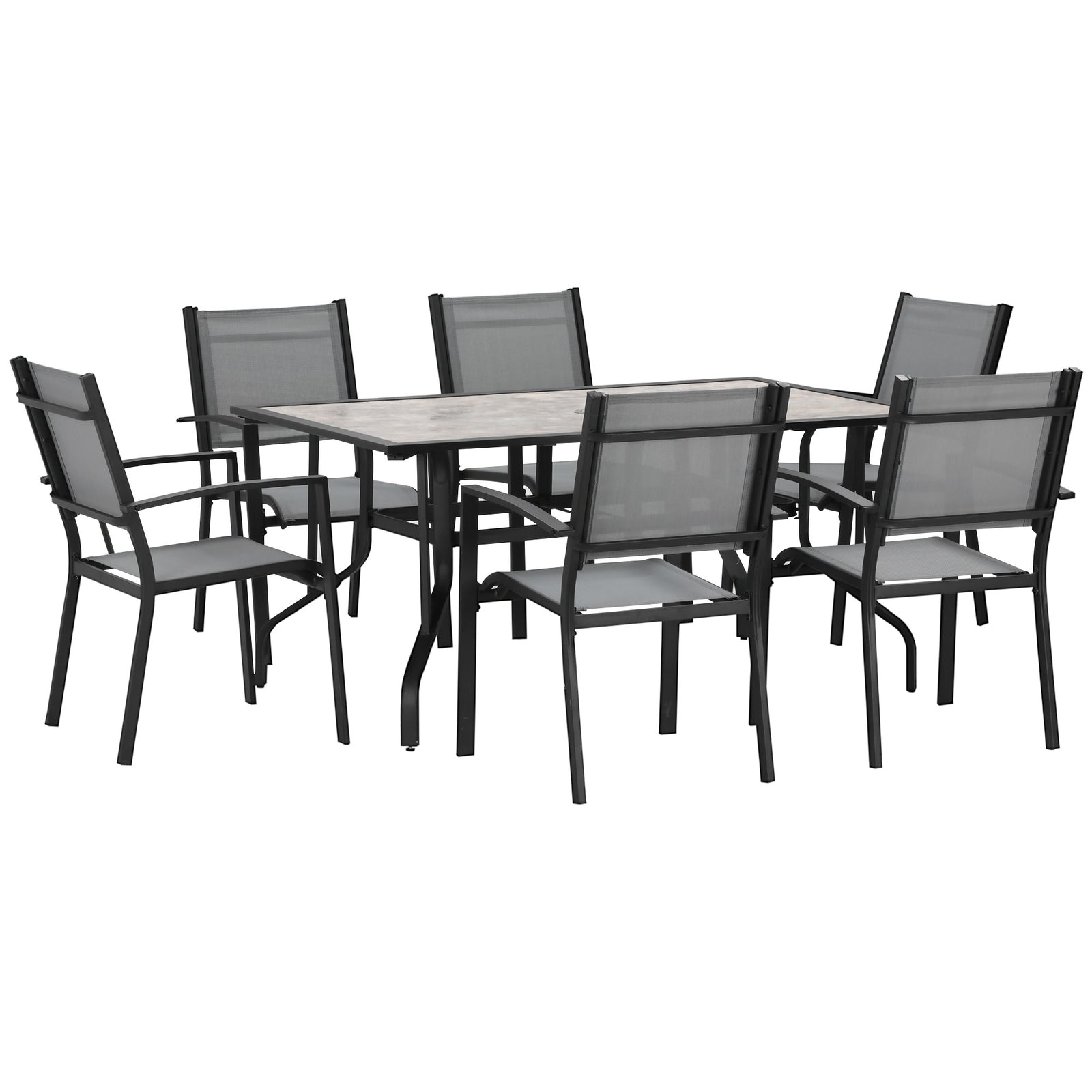 7 Piece Garden Furniture Set W/ Dining Table Chairs 6 Seater