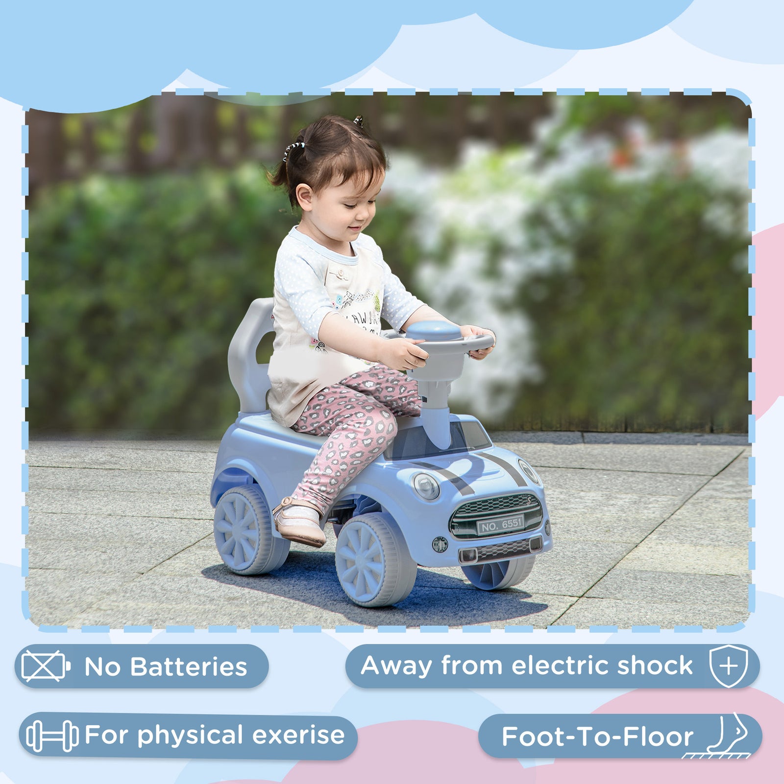 Ride On Car Foot To Floor Sliding Car W/ Air Horn | Blue