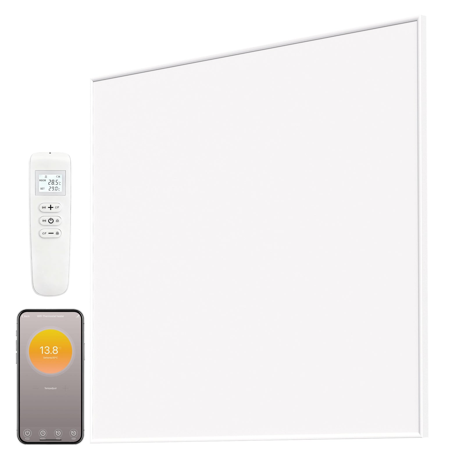 HOMCOM 520w Smart Electric Heater, Wall Far Infrared Panel Radiator, White