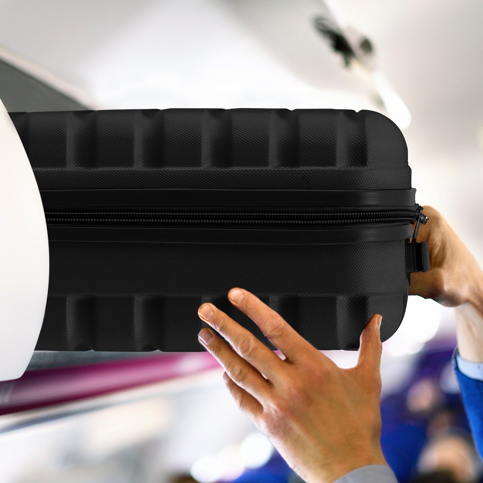 45x36x20cm Lightweight Underseat Cabin Carry On Suitcase - 100+ Airline Approved - Hard Shell Luggage - 4 Wheels | 45 x 36 x 20cm | Black