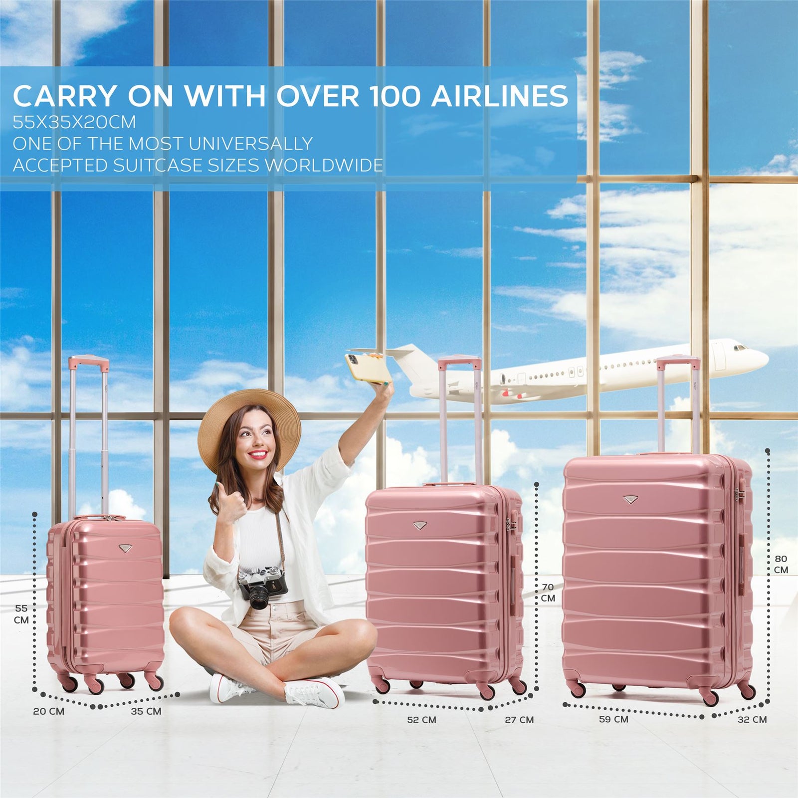 25" Medium Suitcase Check-in Hold Luggage Hard Shell 4 Wheels Tsa Lock | Medium | Rose Gold