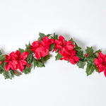 HOMESCAPES Artificial Red Poinsettia Berry Garland, 175 Cm