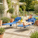 2 Sun Loungers With Reading Hole, Folding Garden Lounger | Blue