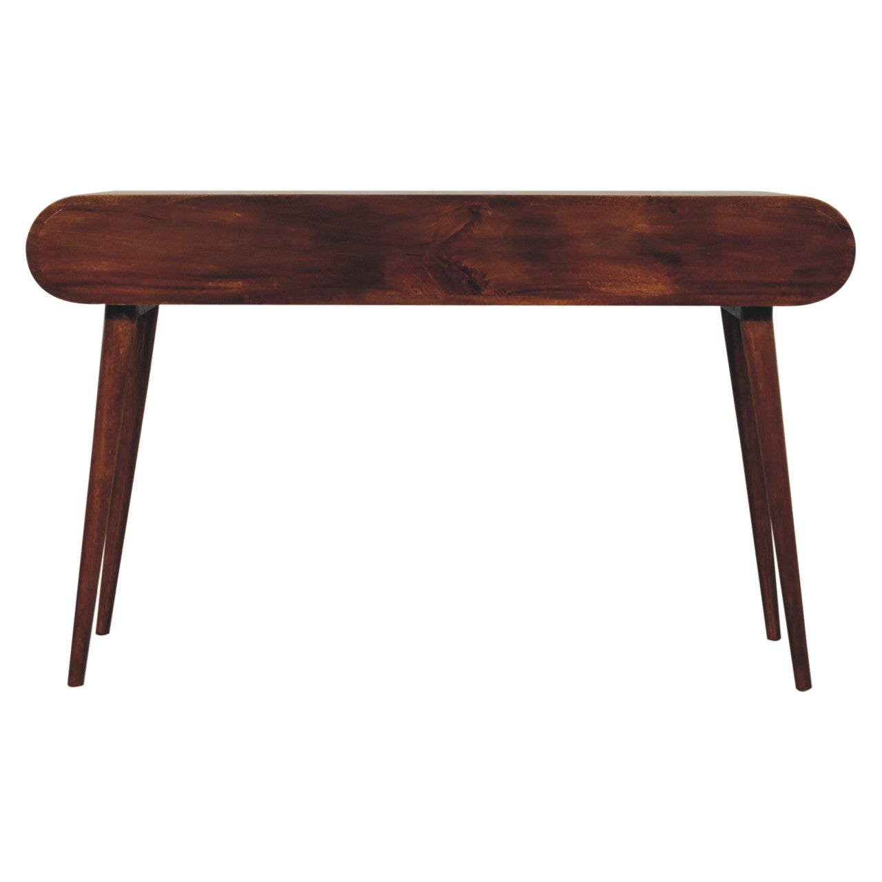 Solid Wood Chestnut London Arch Writing Desk, 2 Drawers, Dark Brown