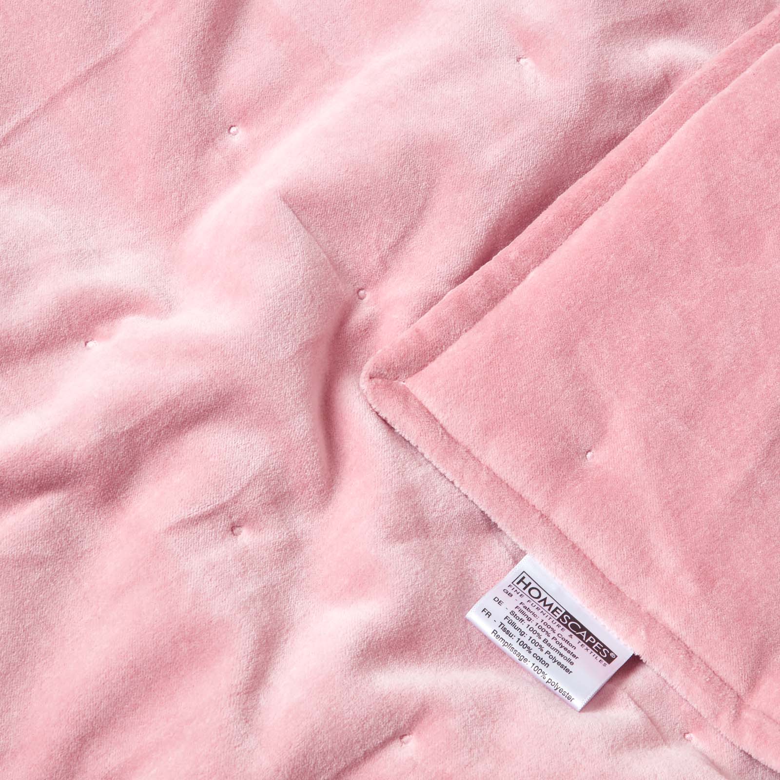 Velvet Cotton Quilted Throw | 125cm x 150cm | Pink