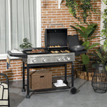 2-in-1 Gas Bbq And Plancha, 15kw, 4+1 Burner | Black