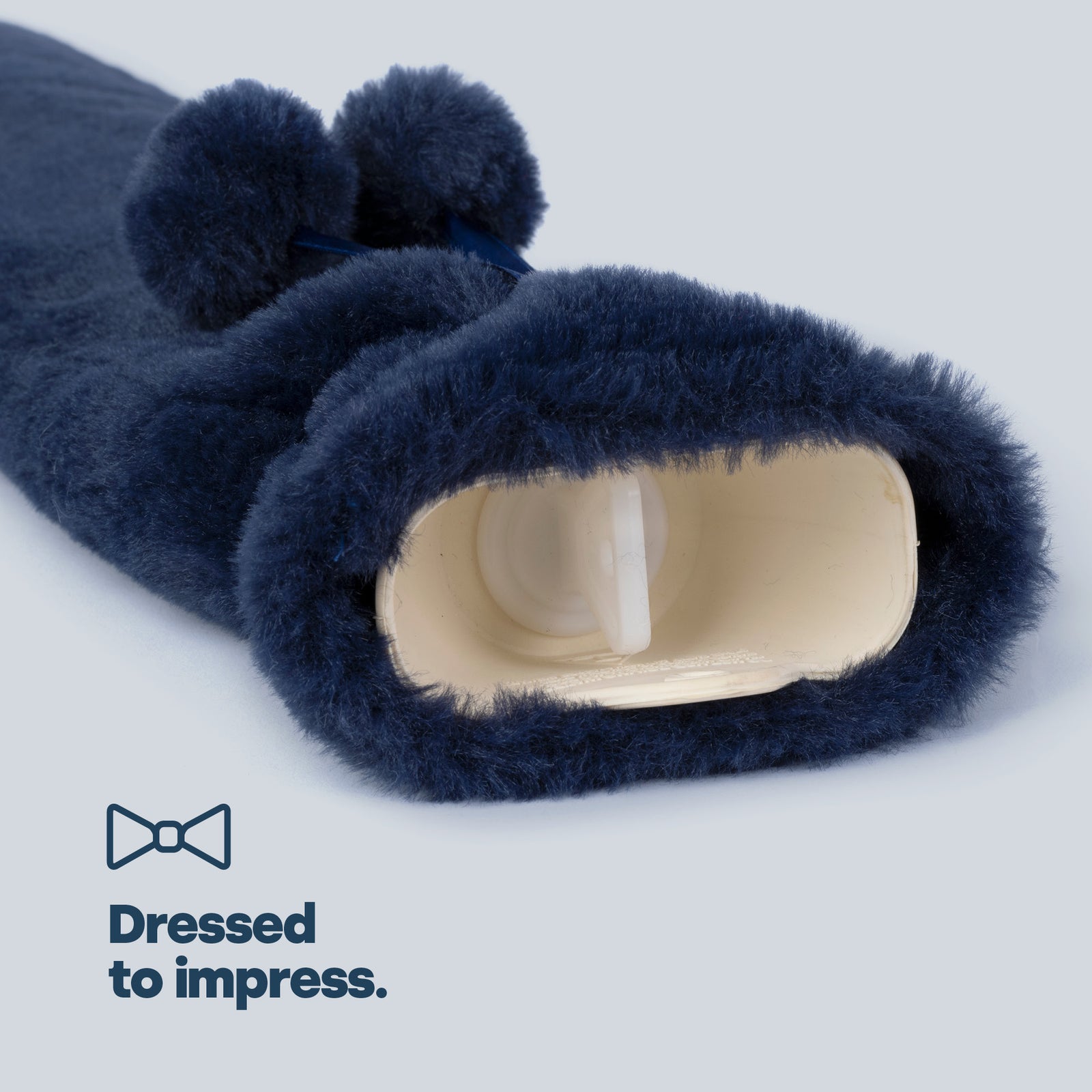 Wrap-around Long Hot Water Bottle - Navy Plush